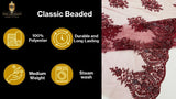 Classic Beaded Damask Lace Fabric - Beaded Damask Pattern, 54" Width (1 Yard)