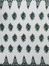 Classic Beaded Damask Lace Fabric - Beaded Damask Pattern, 54" Width (1 Yard)