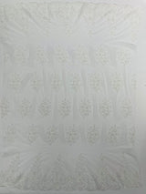 Classic Beaded Damask Lace Fabric - Beaded Damask Pattern, 54" Width (1 Yard)