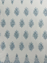 Classic Beaded Damask Lace Fabric - Beaded Damask Pattern, 54" Width (1 Yard)