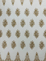 Classic Beaded Damask Lace Fabric - Beaded Damask Pattern, 54" Width (1 Yard)