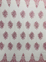 Classic Beaded Damask Lace Fabric - Beaded Damask Pattern, 54" Width (1 Yard)