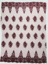 Classic Beaded Damask Lace Fabric - Beaded Damask Pattern, 54" Width (1 Yard)