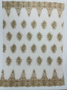 Classic Beaded Damask Lace Fabric - Beaded Damask Pattern, 54" Width (1 Yard)