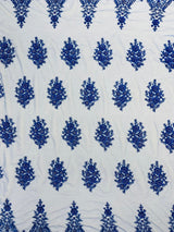 Classic Beaded Damask Lace Fabric - Beaded Damask Pattern, 54" Width (1 Yard)