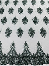 Classic Beaded Damask Lace Fabric - Beaded Damask Pattern, 54" Width (1 Yard)