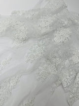 Classic Beaded Damask Lace Fabric - Beaded Damask Pattern, 54" Width (1 Yard)