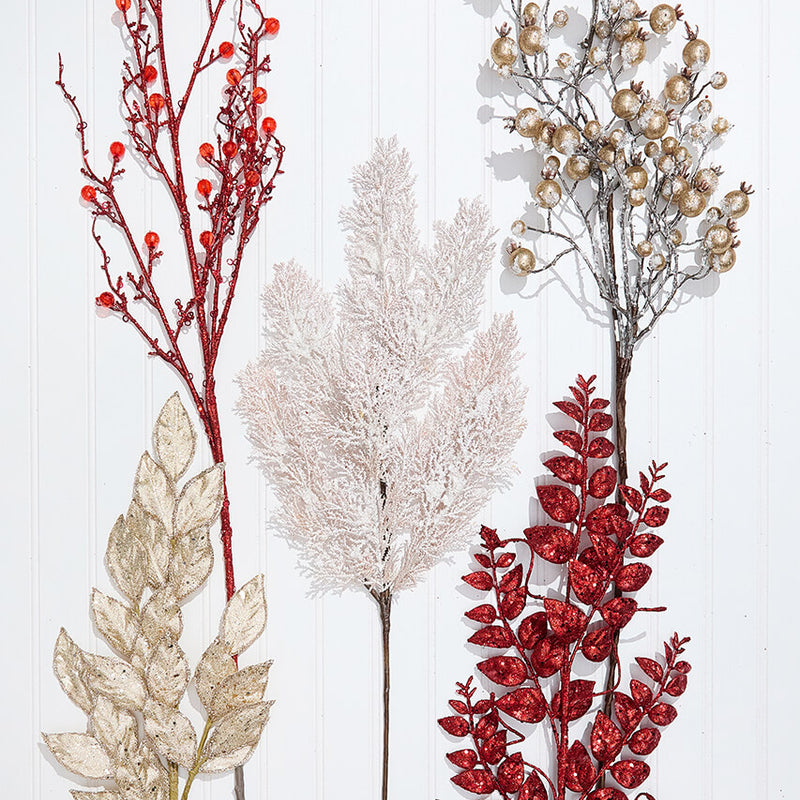 Classic Christmas Mini Sprays Bundle, Traditional Red &amp; Gold Holiday Decor Set