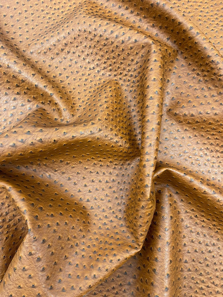 Classic Ostrich Upholstery Vinyl Fabric - Two-Tone Embossed Ostrich Pattern, 54" Width (1 Yard)