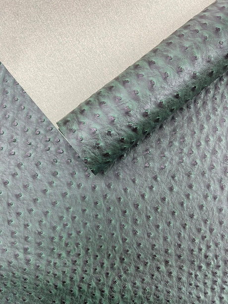 Classic Ostrich Upholstery Vinyl Fabric - Two-Tone Embossed Ostrich Pattern, 54" Width (1 Yard)