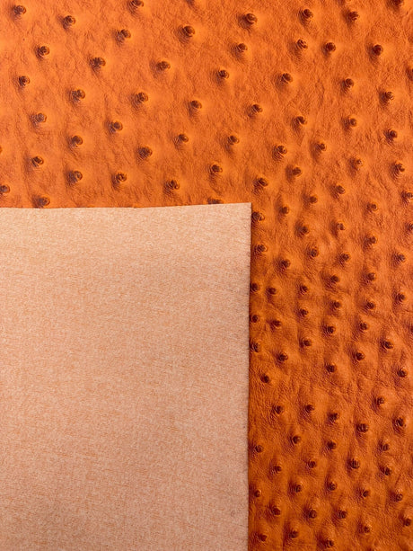 Classic Ostrich Upholstery Vinyl Fabric - Two-Tone Embossed Ostrich Pattern, 54" Width (1 Yard)