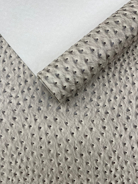 Classic Ostrich Upholstery Vinyl Fabric - Two-Tone Embossed Ostrich Pattern, 54" Width (1 Yard)