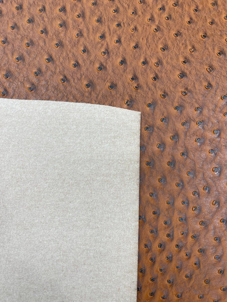 Classic Ostrich Upholstery Vinyl Fabric - Two-Tone Embossed Ostrich Pattern, 54" Width (1 Yard)
