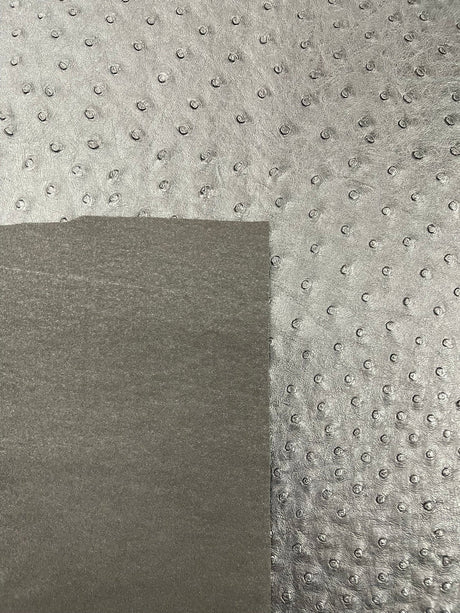 Classic Ostrich Upholstery Vinyl Fabric - Two-Tone Embossed Ostrich Pattern, 54" Width (1 Yard)