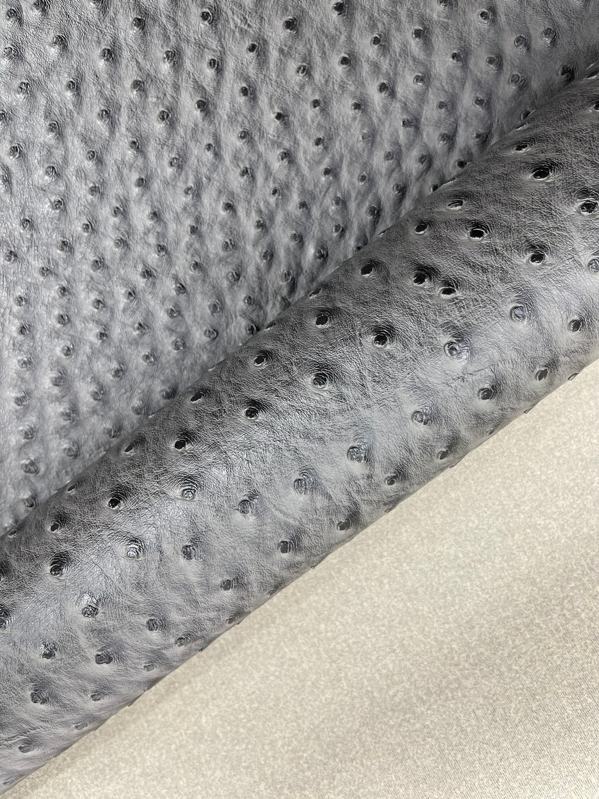 Classic Ostrich Upholstery Vinyl Fabric - Two-Tone Embossed Ostrich Pattern, 54" Width (1 Yard)