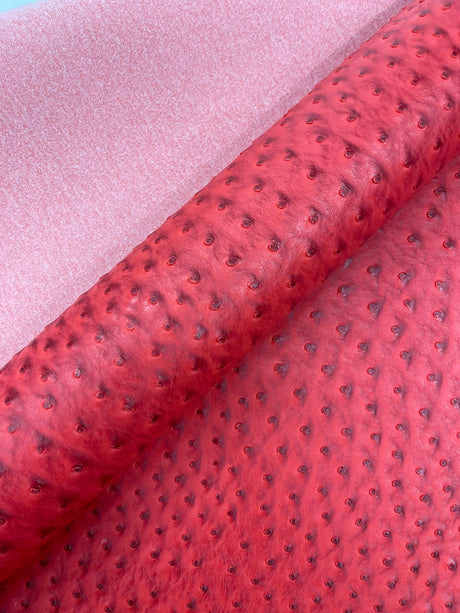Classic Ostrich Upholstery Vinyl Fabric - Two-Tone Embossed Ostrich Pattern, 54" Width (1 Yard)