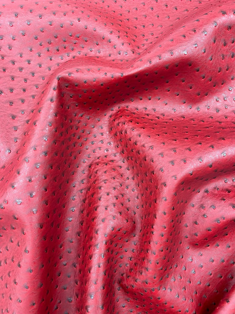 Classic Ostrich Upholstery Vinyl Fabric - Two-Tone Embossed Ostrich Pattern, 54" Width (1 Yard)
