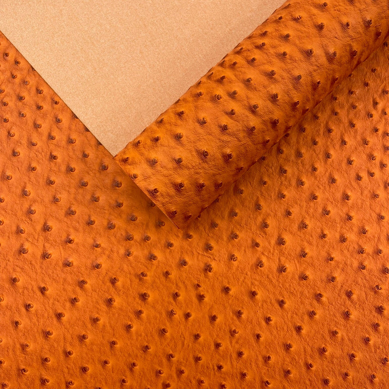 Classic Ostrich Upholstery Vinyl Fabric - Two-Tone Embossed Ostrich Pattern, 54" Width (1 Yard)