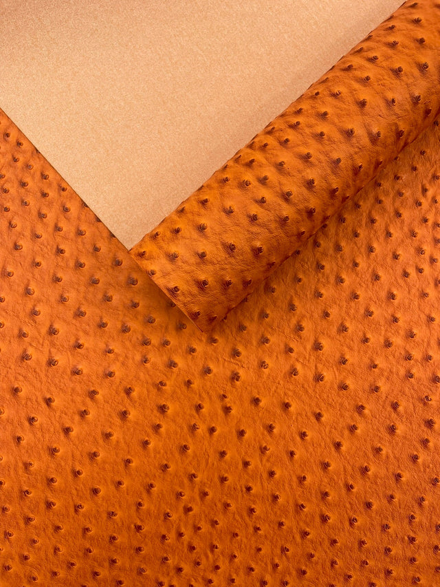 Classic Ostrich Upholstery Vinyl Fabric - Two-Tone Embossed Ostrich Pattern, 54" Width (1 Yard)