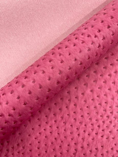 Classic Ostrich Upholstery Vinyl Fabric - Two-Tone Embossed Ostrich Pattern, 54" Width (1 Yard)