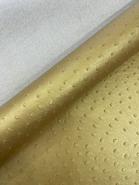 Classic Ostrich Upholstery Vinyl Fabric - Two-Tone Embossed Ostrich Pattern, 54" Width (1 Yard)