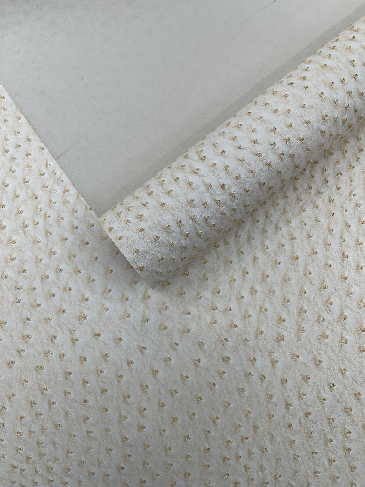 Classic Ostrich Upholstery Vinyl Fabric - Two-Tone Embossed Ostrich Pattern, 54" Width (1 Yard)