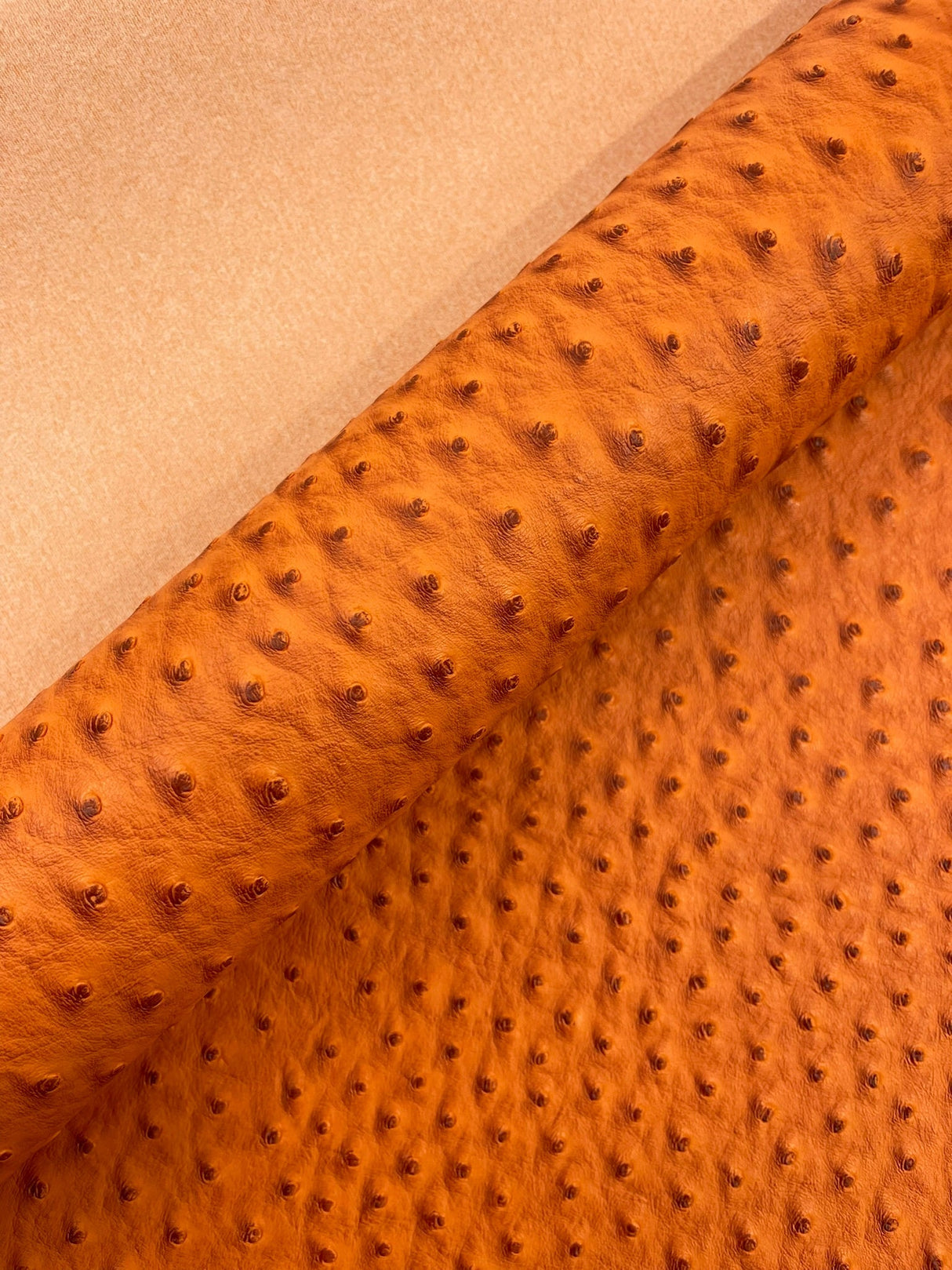 Classic Ostrich Upholstery Vinyl Fabric - Two-Tone Embossed Ostrich Pattern, 54" Width (1 Yard)