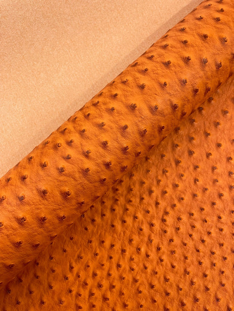Classic Ostrich Upholstery Vinyl Fabric - Two-Tone Embossed Ostrich Pattern, 54" Width (1 Yard)