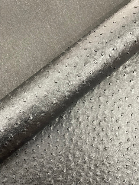 Classic Ostrich Upholstery Vinyl Fabric - Two-Tone Embossed Ostrich Pattern, 54" Width (1 Yard)