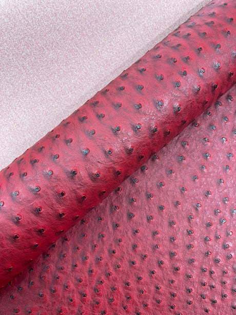 Classic Ostrich Upholstery Vinyl Fabric - Two-Tone Embossed Ostrich Pattern, 54" Width (1 Yard)