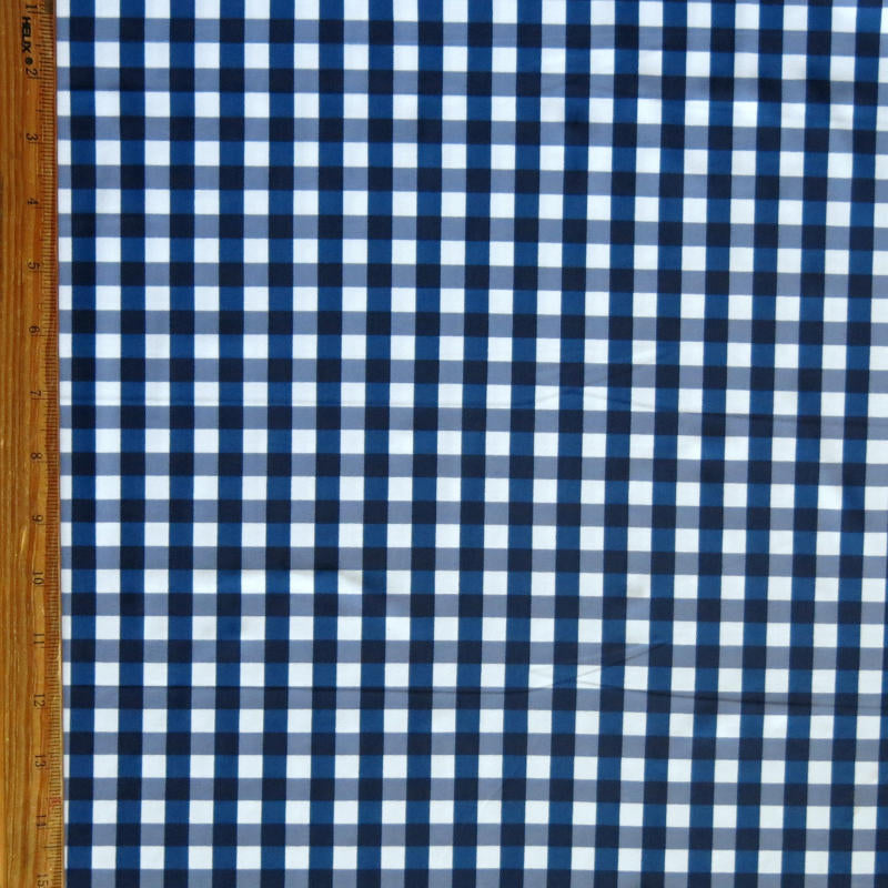 Swim Knit Classic Navy and White Gingham Nylon Spandex Remnant