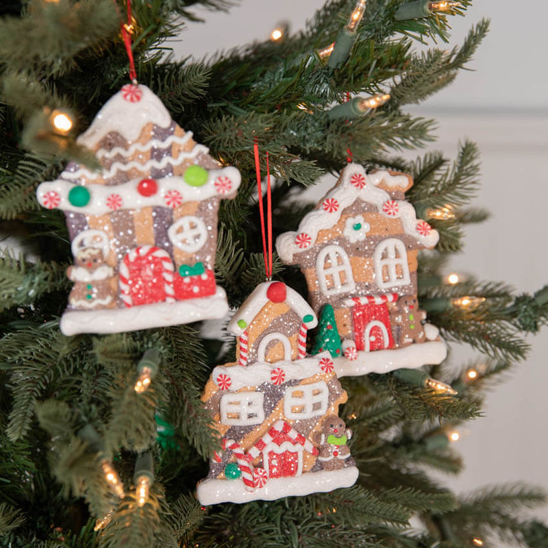 4.5 Inch Clay Dough Holiday Gingerbread House Ornament Decorative Christmas Accent