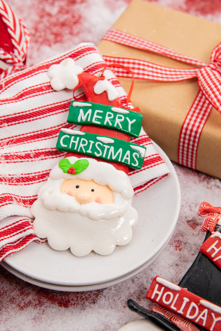 5.75” Clay Santa/Snowman Christmas Ornament