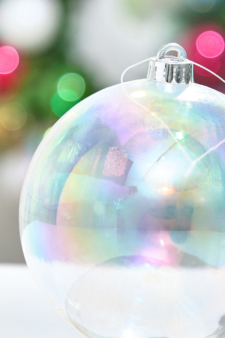 6" Clear Iridescent Ball Ornament
