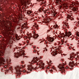 3D Beaded Floral Lace Fabric