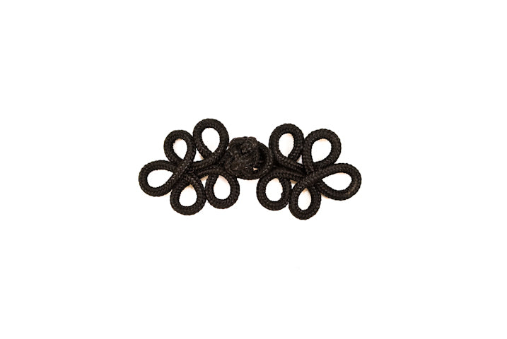 Chinese Frog Loop Button Black Sew-On