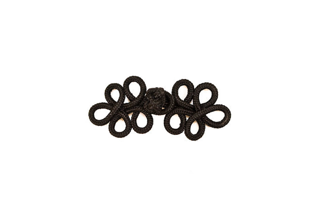 Chinese Frog Loop Button Black Sew-On