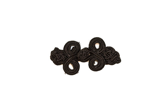 Chinese Frog Button Pair Black Sew-On