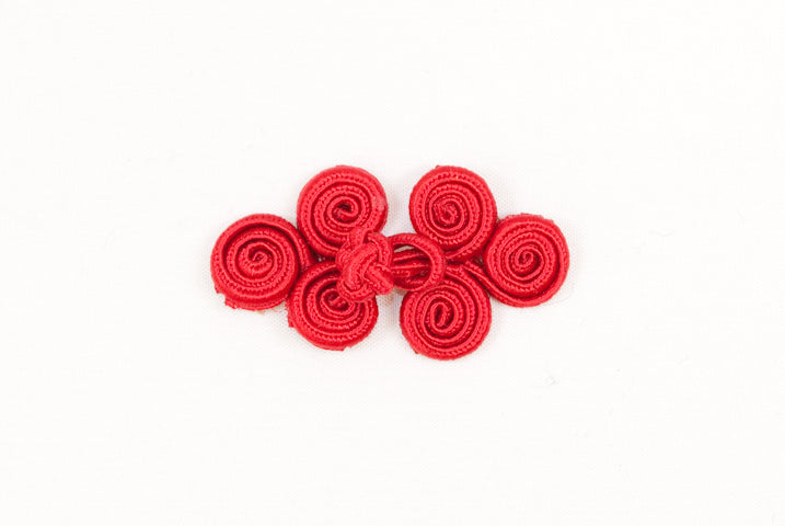 Chinese Frog Button Red Sew-On Pair