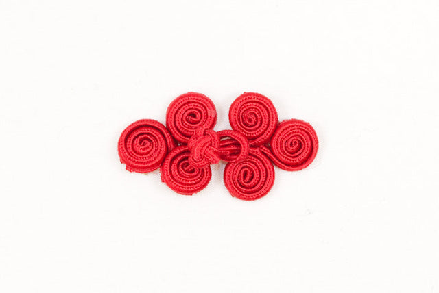 Chinese Frog Button Red Sew-On Pair