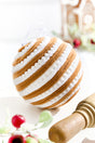6" Brown and White Gingerbread Stripe Ball