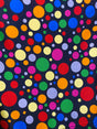 Multi Color Dots Polyester Satin Fabric - Black Multi Color Dots, 58" Width (1 Yard)