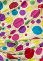 Multi Color Dots Polyester Satin Fabric - Dark Ivory, Multi Color Dots, 58" Width (1 Yard)