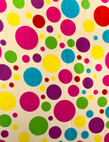Multi Color Dots Polyester Satin Fabric - Dark Ivory, Multi Color Dots, 58" Width (1 Yard)