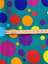 Multi Color Dots Polyester Satin Fabric - Jade Multi Color Dots, 58" Width (1 Yard)