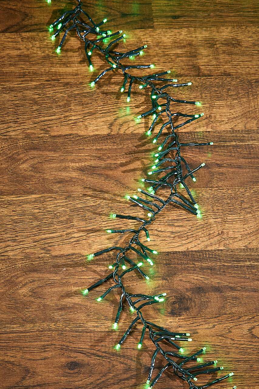 25' Platinum Elite Cluster Lights - 760L Green (Green Cord)