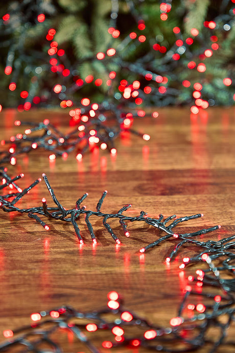 25' Platinum Elite Cluster Lights - 760L Red (Green Cord)