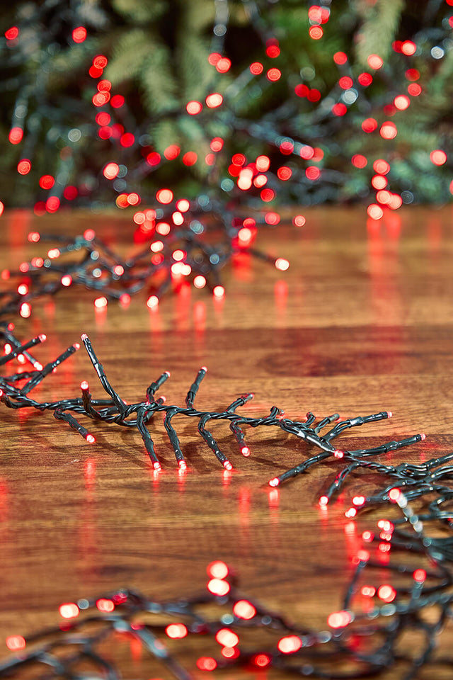 25' Platinum Elite Cluster Lights - 760L Red (Green Cord)