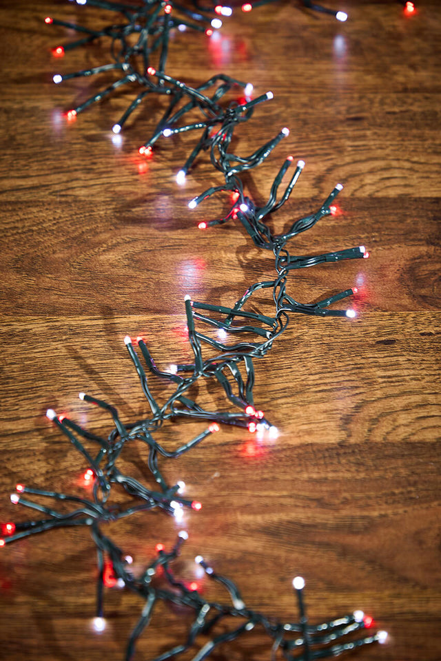 25' Platinum Elite Cluster Lights - 760L Cool White & Red (Green Cord)