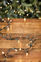 10' Battery Operated Warm White Compact Lights 96 LED Green Cord Christmas Holiday Lighting